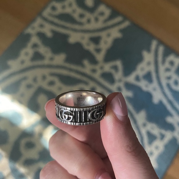 GUCCI RING WITH DOUBLE G IN SILVER size 6 1/2 - Picture 3 of 3